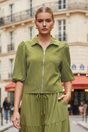 CHLOE BUBBLE SLEEVE ZIP JACKET