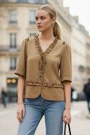 MIA RUFFLE HEM BLOUSE