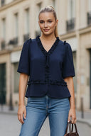 MIA RUFFLE HEM BLOUSE