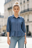 MIA RUFFLE HEM BLOUSE