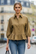 MIA RUFFLE HEM BLOUSE