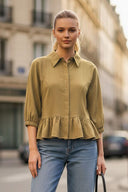 MIA RUFFLE HEM BLOUSE