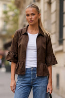 CAMILA RUFFLE ZIP BLOUSE