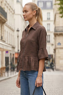 CAMILA RUFFLE ZIP BLOUSE