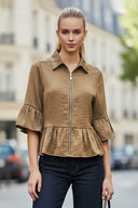 CAMILA RUFFLE ZIP BLOUSE