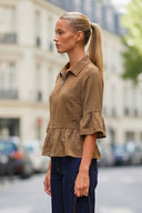CAMILA RUFFLE ZIP BLOUSE