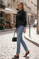 HARPER TIE FRONT ZIP BLOUSE