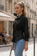 HARPER TIE FRONT ZIP BLOUSE