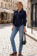 HARPER TIE FRONT ZIP BLOUSE