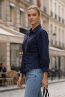 HARPER TIE FRONT ZIP BLOUSE