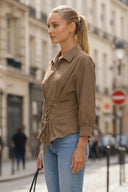 HARPER TIE FRONT ZIP BLOUSE