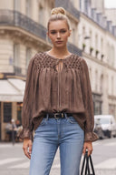 SOPHIA HANDCRAFTED HONEYCOMB BLOUSE