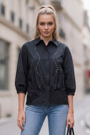 GIA STUDED ELASTIC BACK BLOUSE