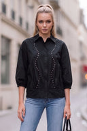 GIA STUDED ELASTIC BACK BLOUSE