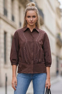 GIA STUDED ELASTIC BACK BLOUSE