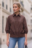 GIA STUDED ELASTIC BACK BLOUSE