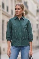 GIA STUDED ELASTIC BACK BLOUSE