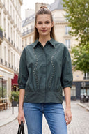 GIA STUDED ELASTIC BACK BLOUSE