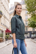 GIA STUDED ELASTIC BACK BLOUSE