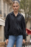 GIA STUDED FRONT TIE BLOUSE