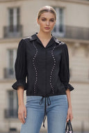 GIA STUDED FRONT TIE BLOUSE