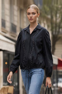 GIA STUDED FRONT TIE BLOUSE