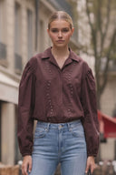 GIA STUDED FRONT TIE BLOUSE