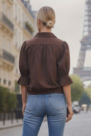 GIA STUDED FRONT TIE BLOUSE