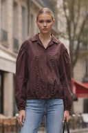 GIA STUDED FRONT TIE BLOUSE