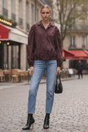 GIA STUDED FRONT TIE BLOUSE