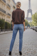GIA STUDED FRONT TIE BLOUSE