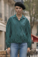 GIA STUDED FRONT TIE BLOUSE