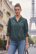 GIA STUDED FRONT TIE BLOUSE