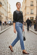 EDEN 3/4 SLEEVE EMBROIDERED BLOUSE