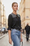 EDEN 3/4 SLEEVE EMBROIDERED BLOUSE