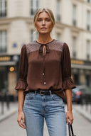 EDEN 3/4 SLEEVE EMBROIDERED BLOUSE