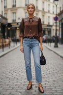 EDEN 3/4 SLEEVE EMBROIDERED BLOUSE