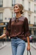 EDEN 3/4 SLEEVE EMBROIDERED BLOUSE
