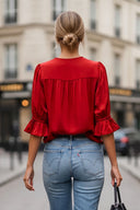 EDEN 3/4 SLEEVE EMBROIDERED BLOUSE
