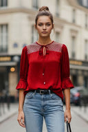 EDEN 3/4 SLEEVE EMBROIDERED BLOUSE