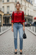 EDEN 3/4 SLEEVE EMBROIDERED BLOUSE