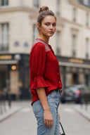 EDEN 3/4 SLEEVE EMBROIDERED BLOUSE