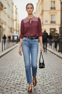 EDEN 3/4 SLEEVE EMBROIDERED BLOUSE