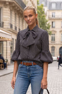 JOY BUBBLE SLEEVE DETACHABLE SCARF BLOUSE
