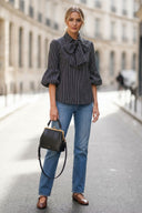 JOY BUBBLE SLEEVE DETACHABLE SCARF BLOUSE