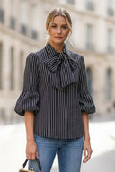 JOY BUBBLE SLEEVE DETACHABLE SCARF BLOUSE