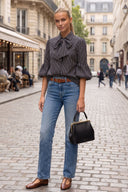 JOY BUBBLE SLEEVE DETACHABLE SCARF BLOUSE