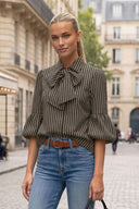 JOY BUBBLE SLEEVE DETACHABLE SCARF BLOUSE