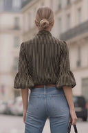 JOY BUBBLE SLEEVE DETACHABLE SCARF BLOUSE