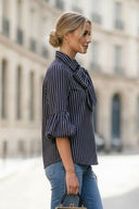 JOY BUBBLE SLEEVE DETACHABLE SCARF BLOUSE
